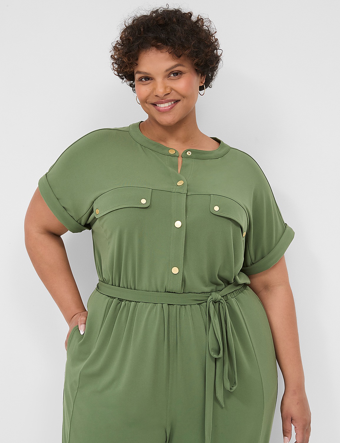 Short-Sleeve Utility Jersey Jumpsuit Product Image 3
