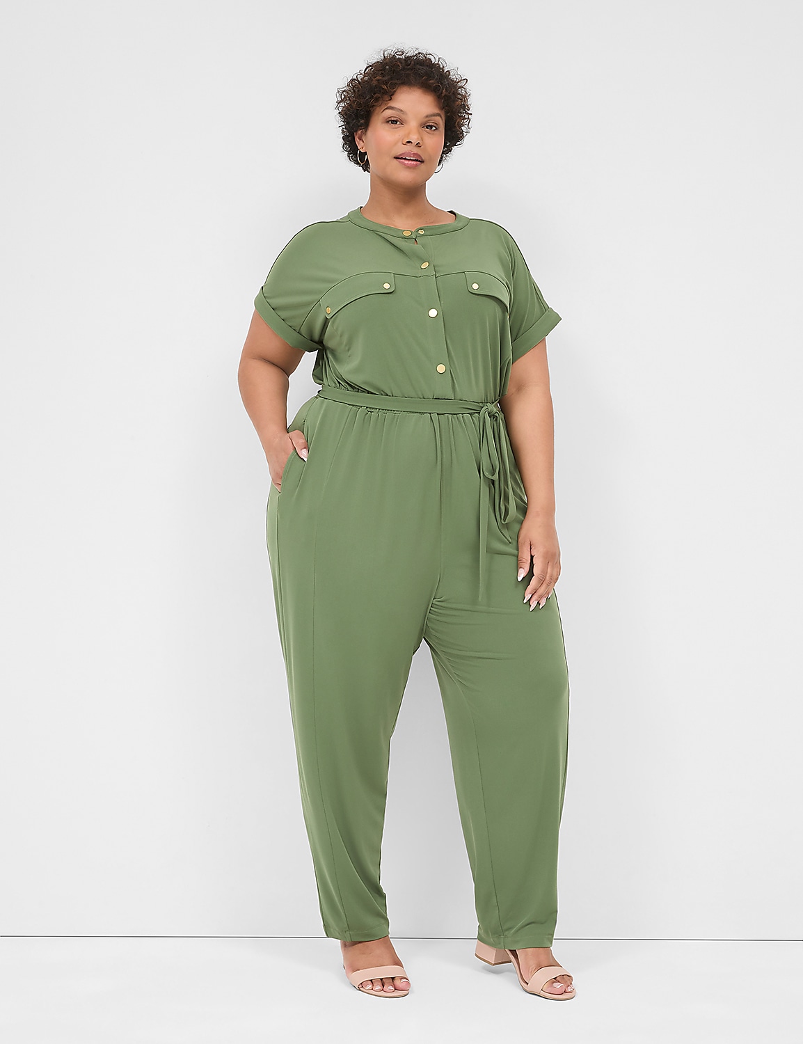Short-Sleeve Utility Jersey Jumpsuit Product Image 4