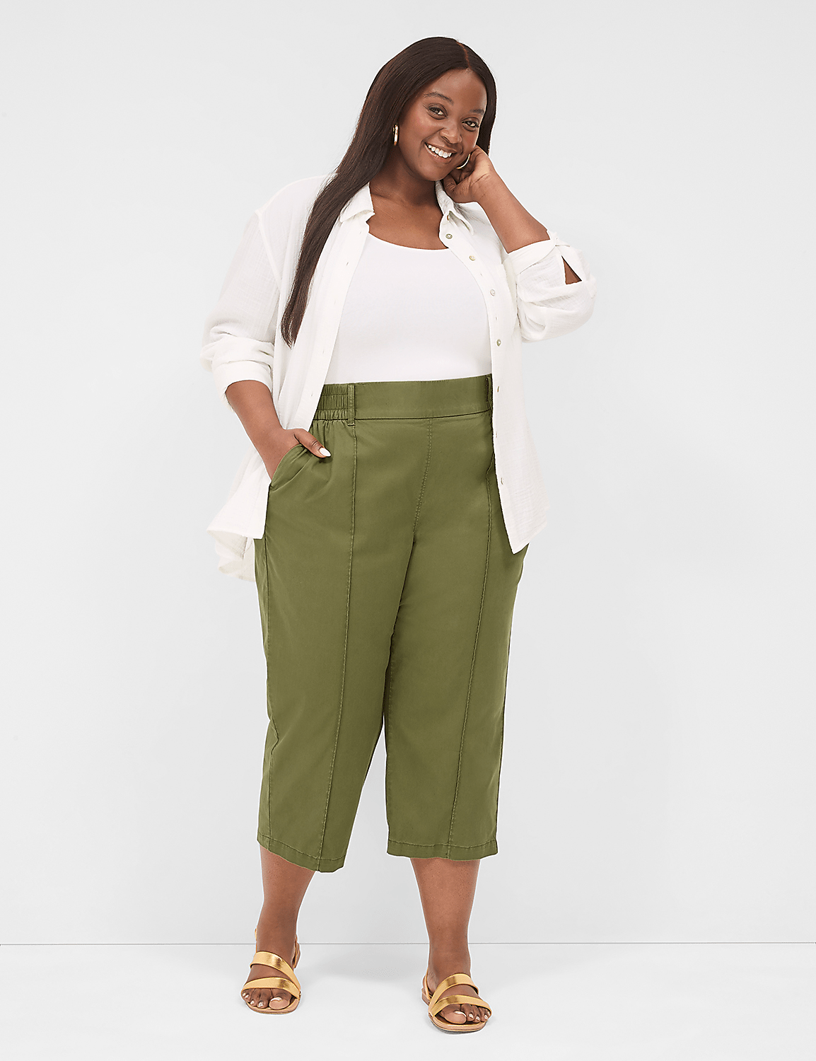 Pull-On Soft Twill Capri Pant | LaneBryant