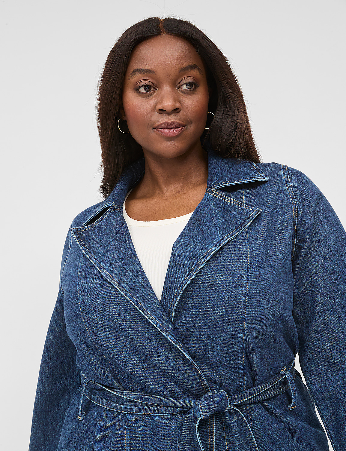 Denim Belted Trench Product Image 3