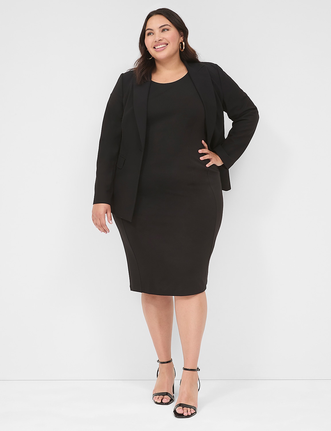 Ponte Cap-Sleeve Crew-Neck Dress Product Image 4
