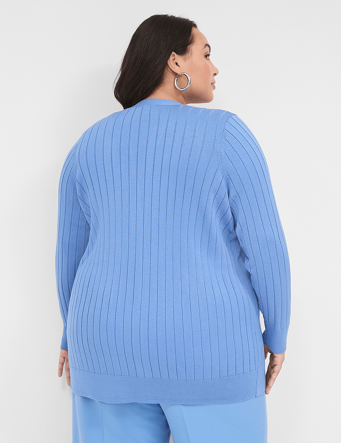 Modern Open-Front Ribbed Cardigan Product Image 2
