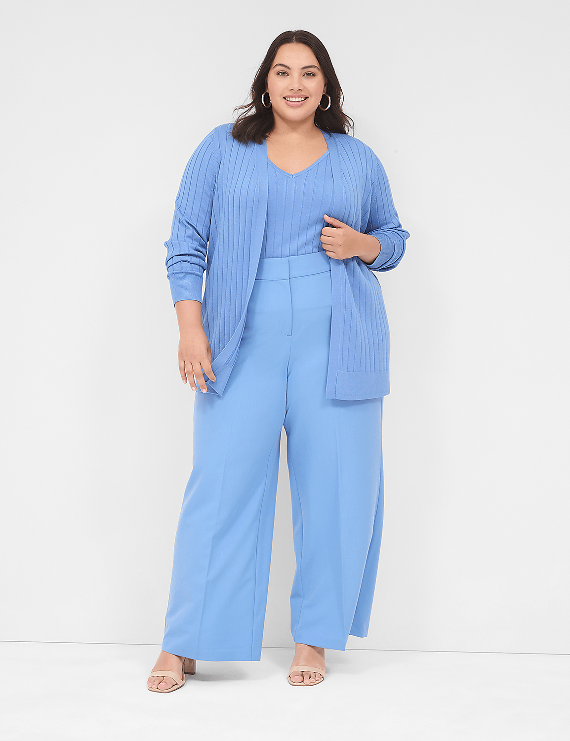 Modern Open-Front Ribbed Cardigan Product Image 3