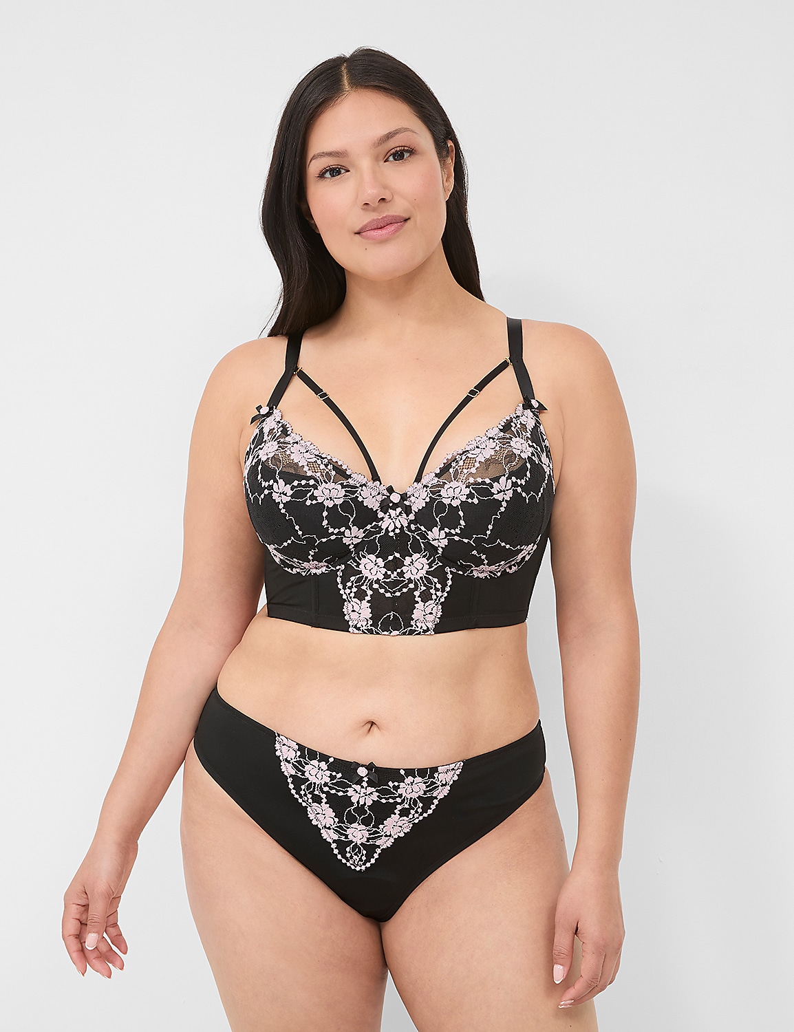 Cross-Dye Lace Longline French Balconette Bra Product Image 4