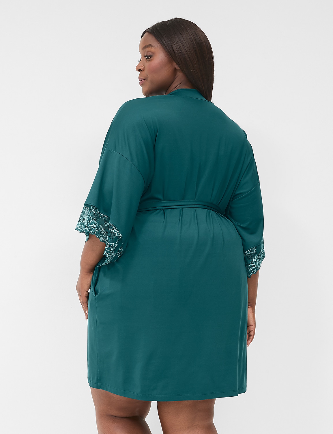 Romantic Lace Trim Robe 1139979 F | LaneBryant