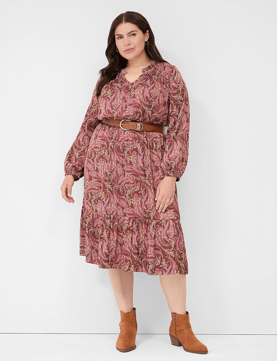 Ruffle-Trim Tiered Midi Dress Product Image 5