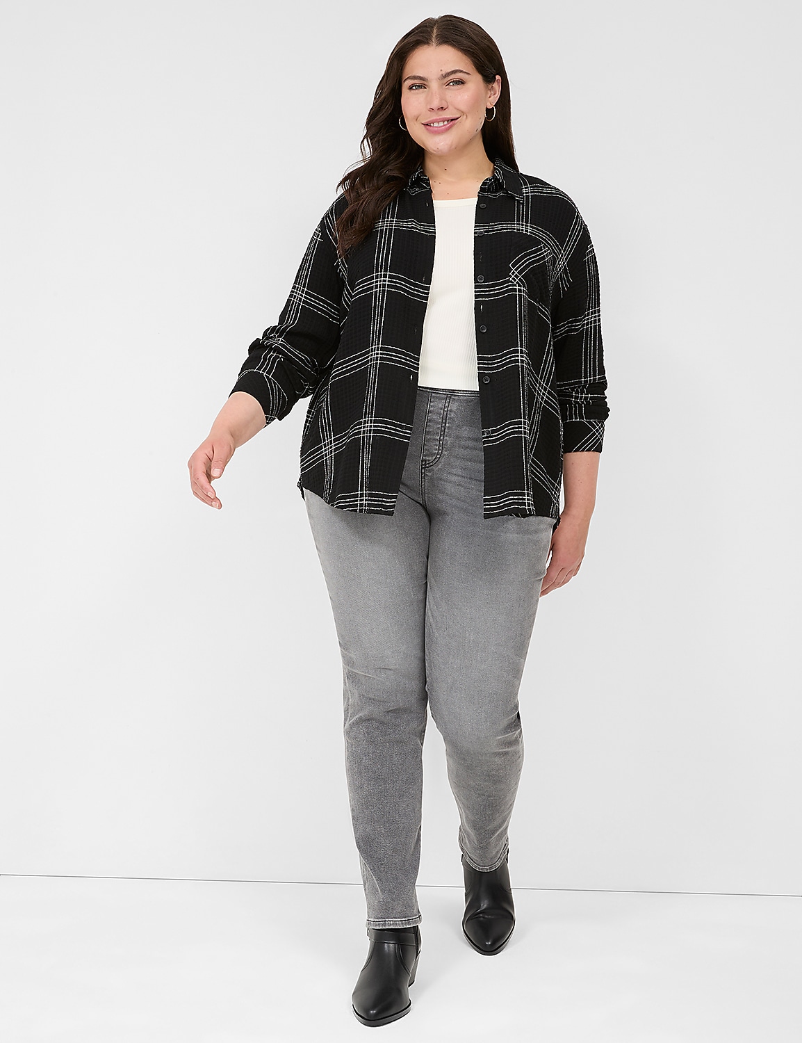 Classic Long Sleeve Button Down Cri | LaneBryant