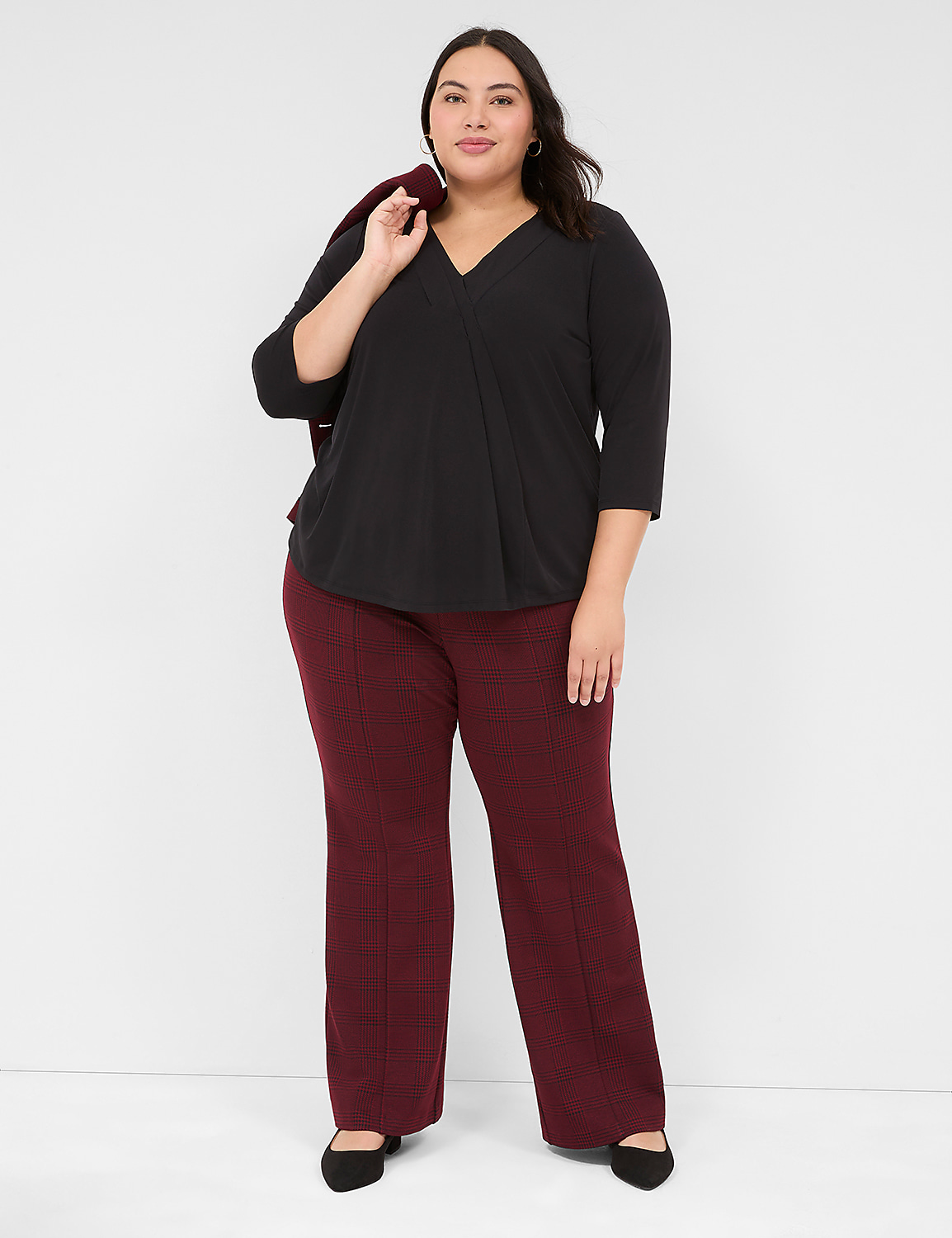 Swing 3/4-Sleeve Pleat-Front Top Product Image 3