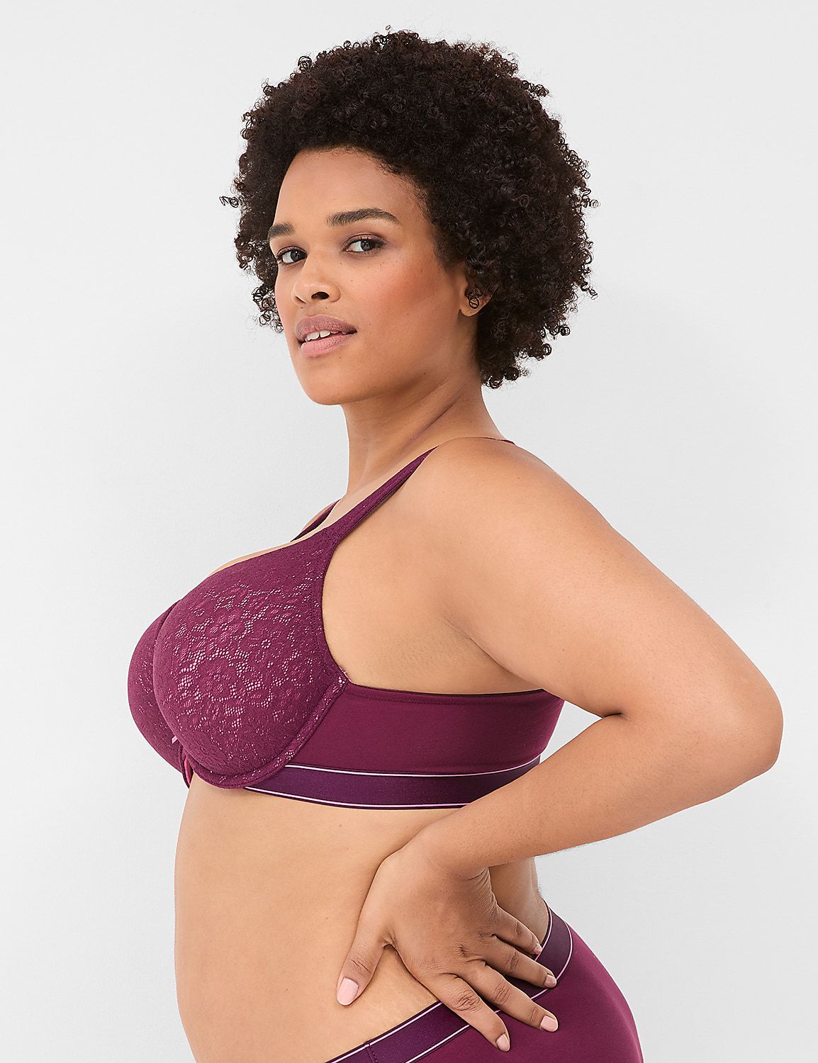 Cotton Boost Plunge Bra With Lace Product Image 3