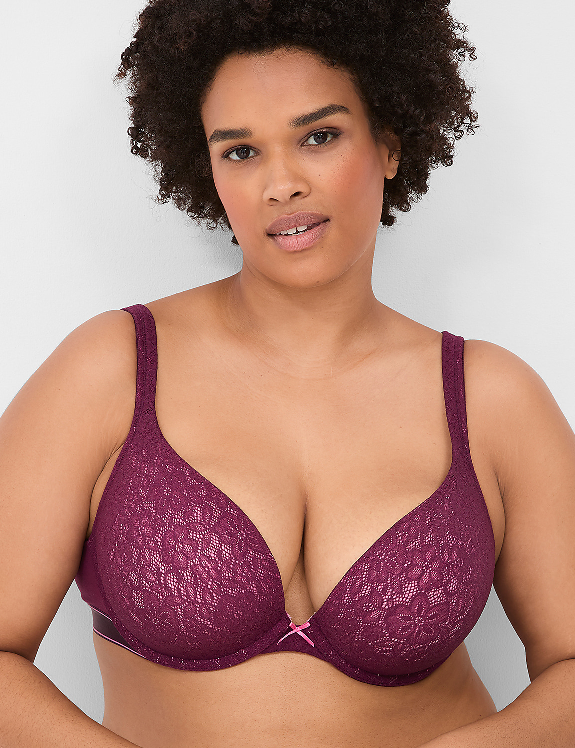 Cotton Boost Plunge Bra With Lace Product Image 4