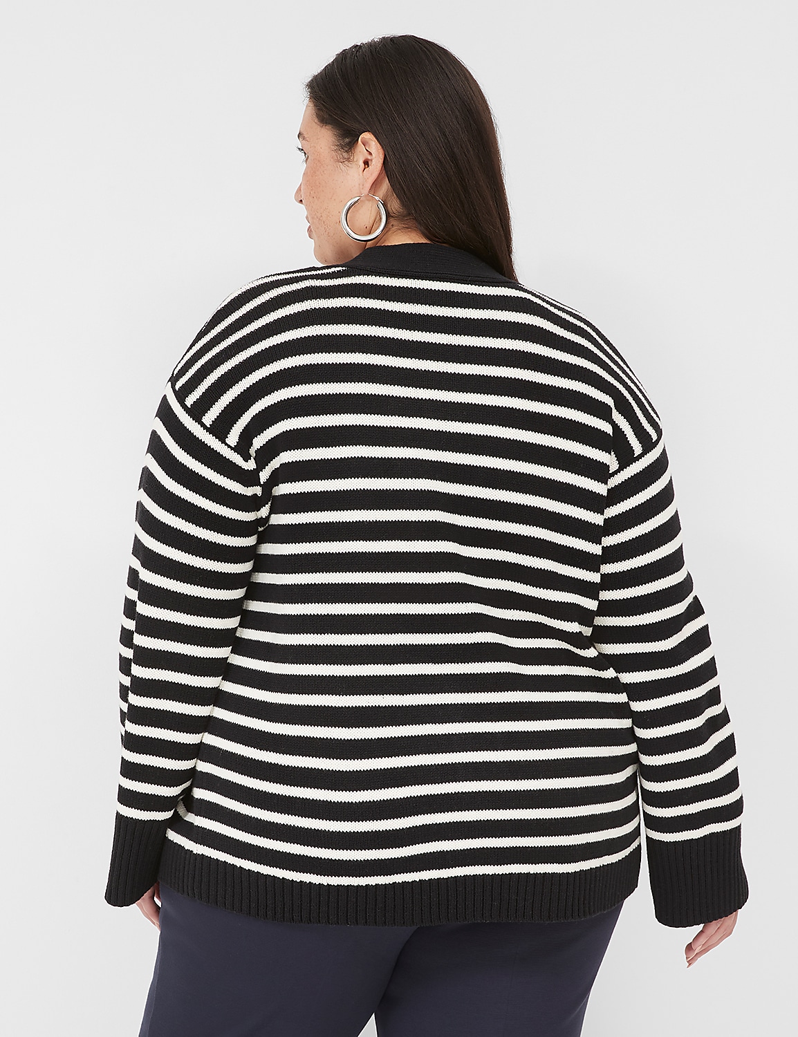 Open-Front Striped Cardigan Product Image 2