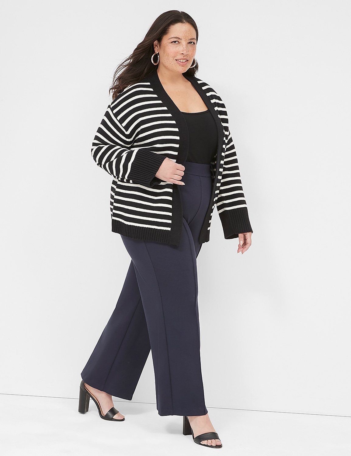 Open-Front Striped Cardigan Product Image 3