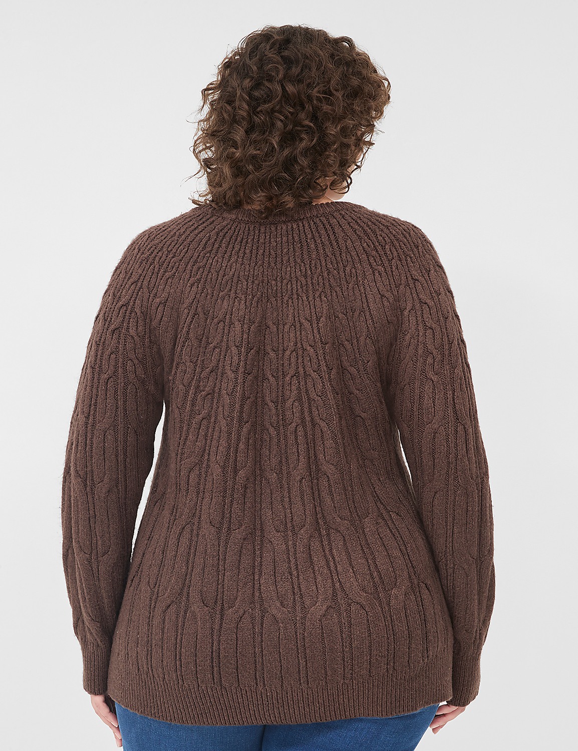 Crew-Neck Cable Knit Sweater Product Image 2