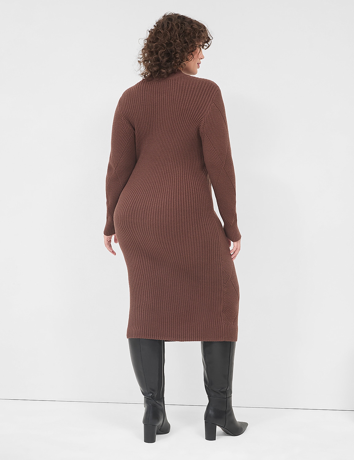 Turtleneck Diamond-Knit Sweater Dress Product Image 2