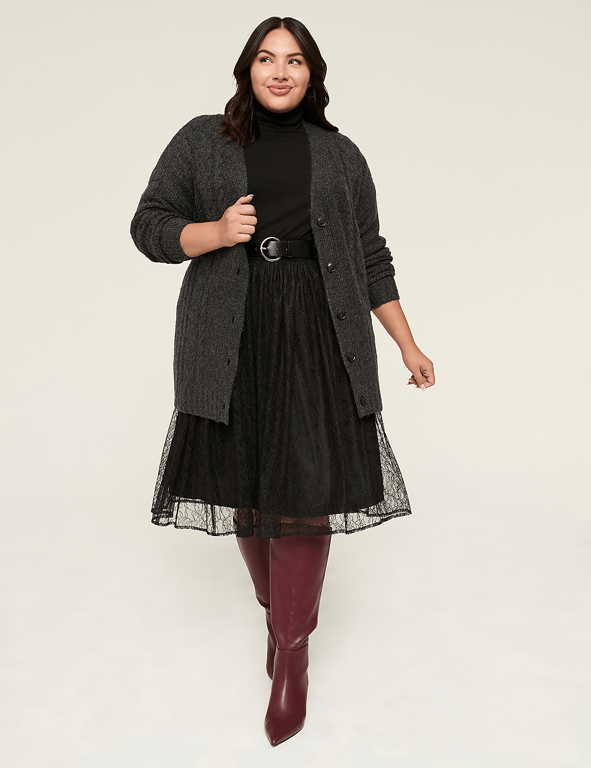 Button-Front Cable Knit Cardigan Product Image 4