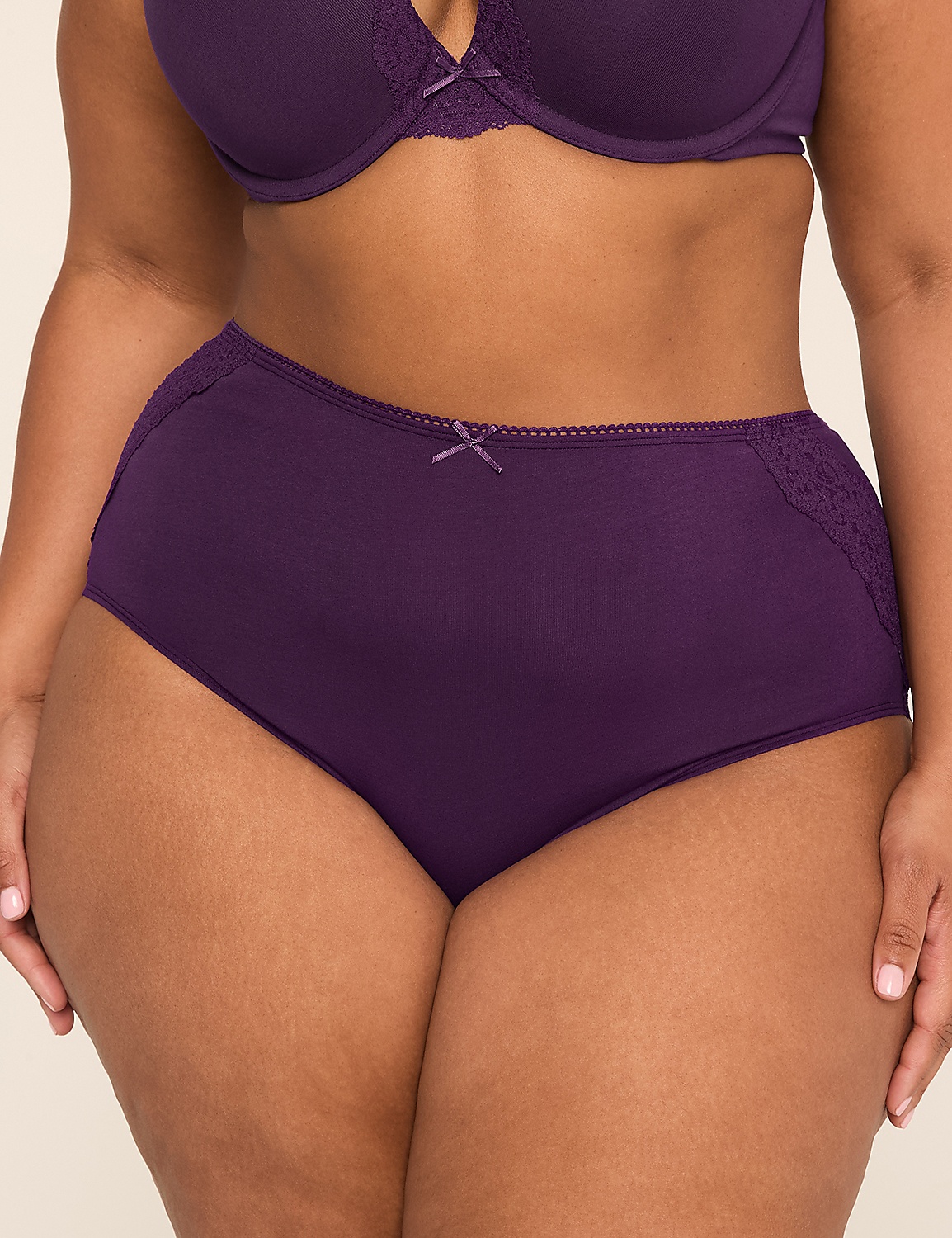 Cotton High-Leg Brief Panty With Lace Back