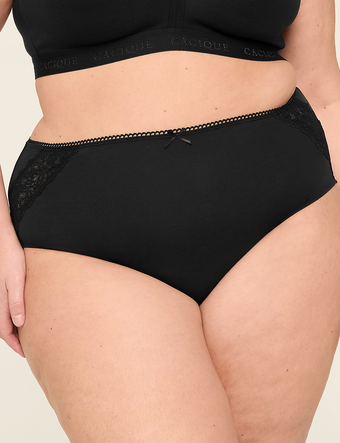 Cotton High-Leg Brief Panty With Lace Back Product Image 1