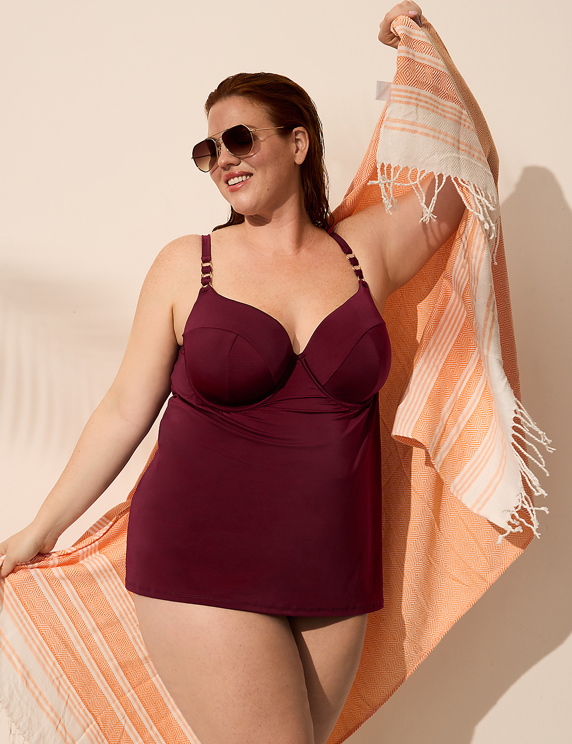 Underwire Balconette Chain-Detail Tankini Top Product Image 1