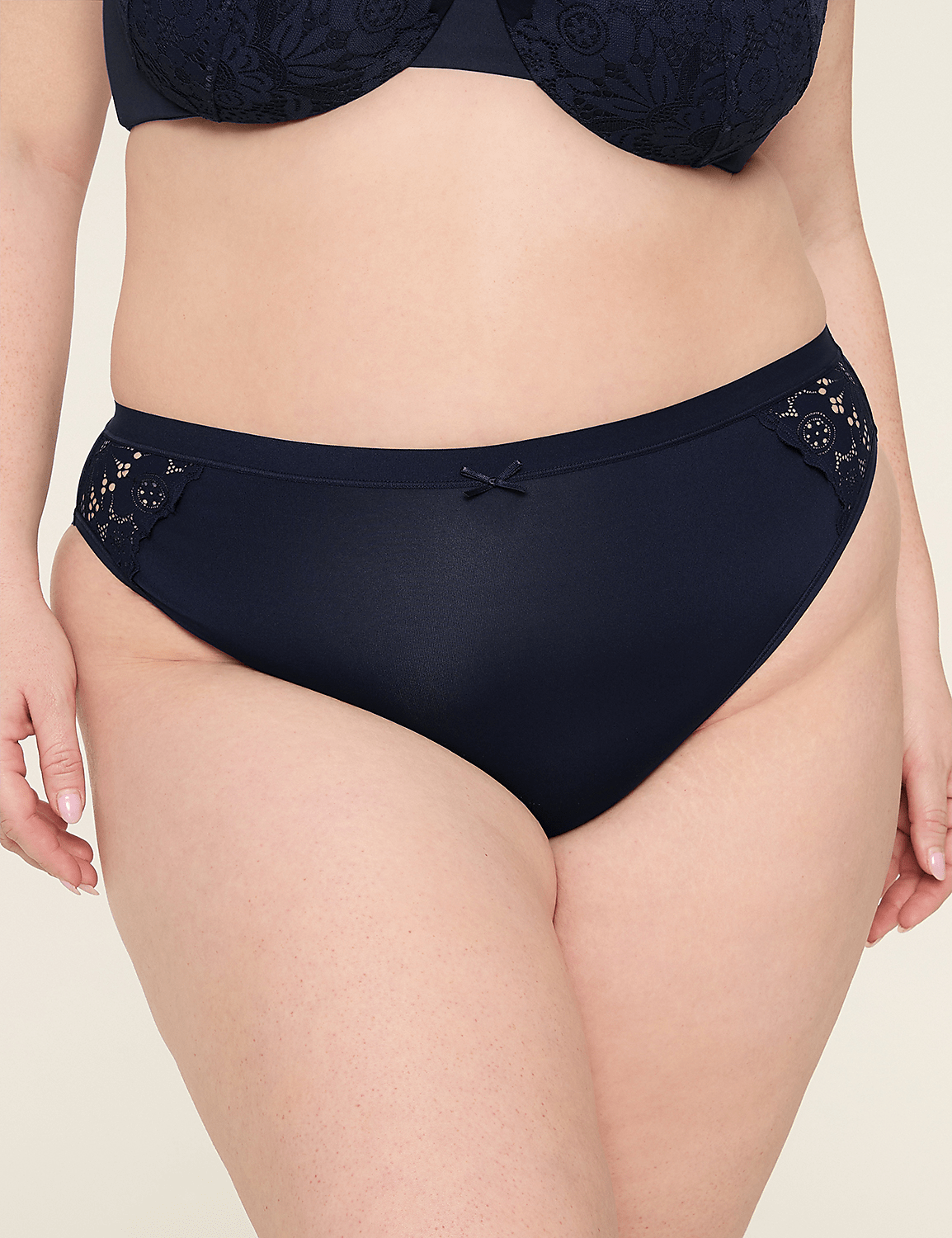 No-Show French Cut Brief Panty With Textured Lace Product Image 1
