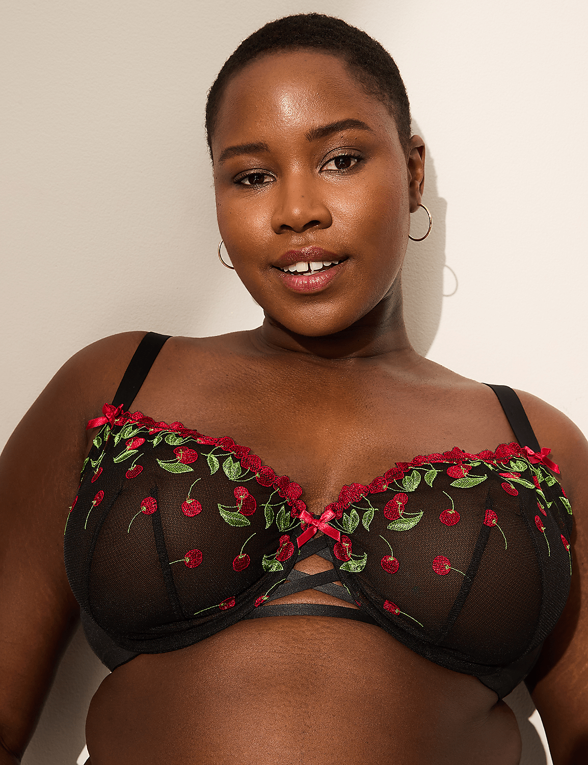 Cherry Embroidered Unlined Balconette Bra Product Image 1