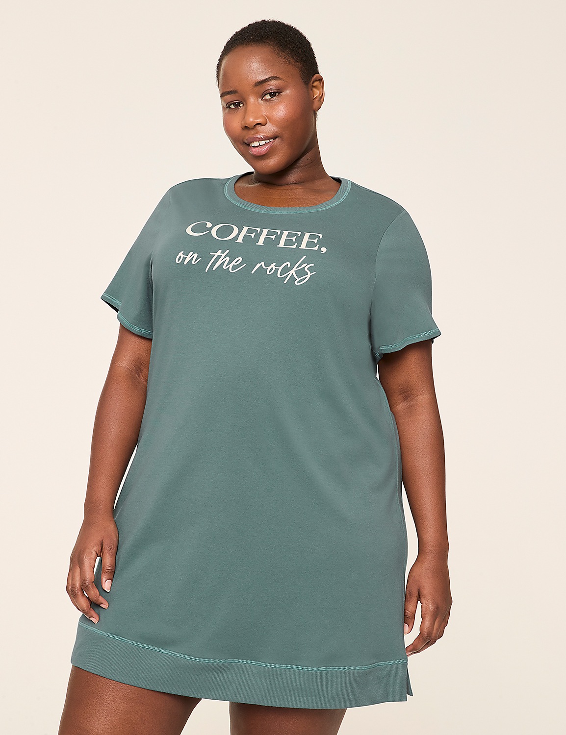Comfy Cotton Rib-Trim Sleepshirt | LaneBryant