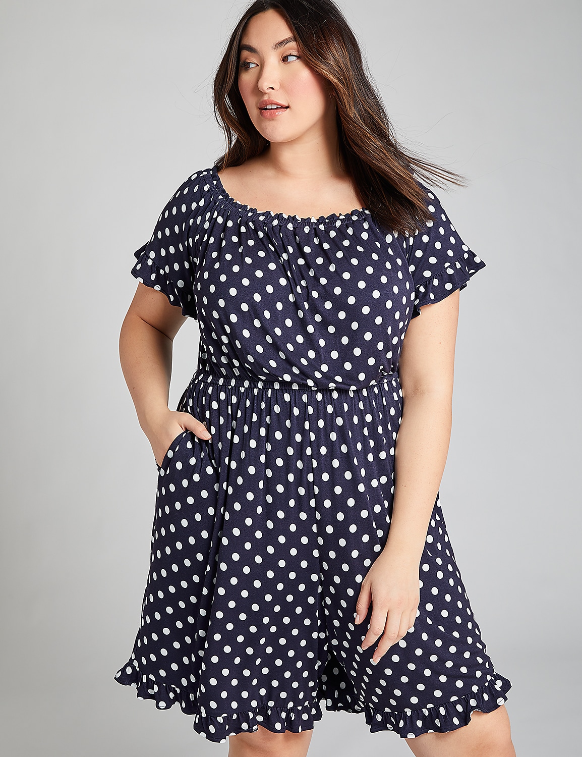 1102901 SS CONVERTIBLE CASUAL ROMPER:LBSU20165_ClassicMediumPolkaDot_colorway2:14/16 Product Image 3