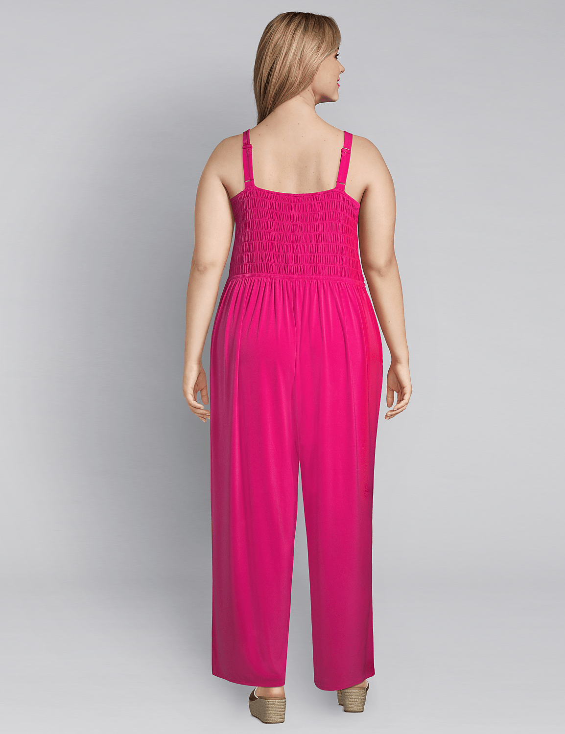1113439 SLVLS SMOCKED WIDE LEG JUMPSUIT:Magenta Cosmo CSI 0302946:14/16 Product Image 2