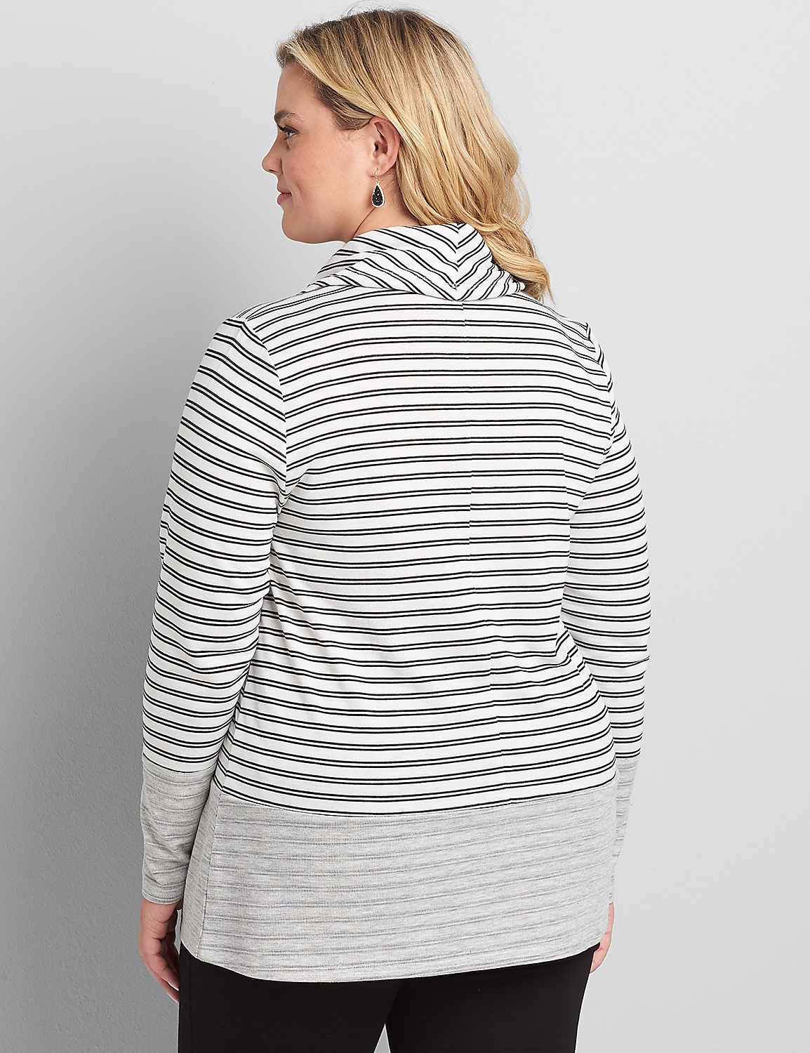 Long Sleeve Cowl Neck Stripe Pullover S 1117560:Black White Stripe:14/16 Product Image 2