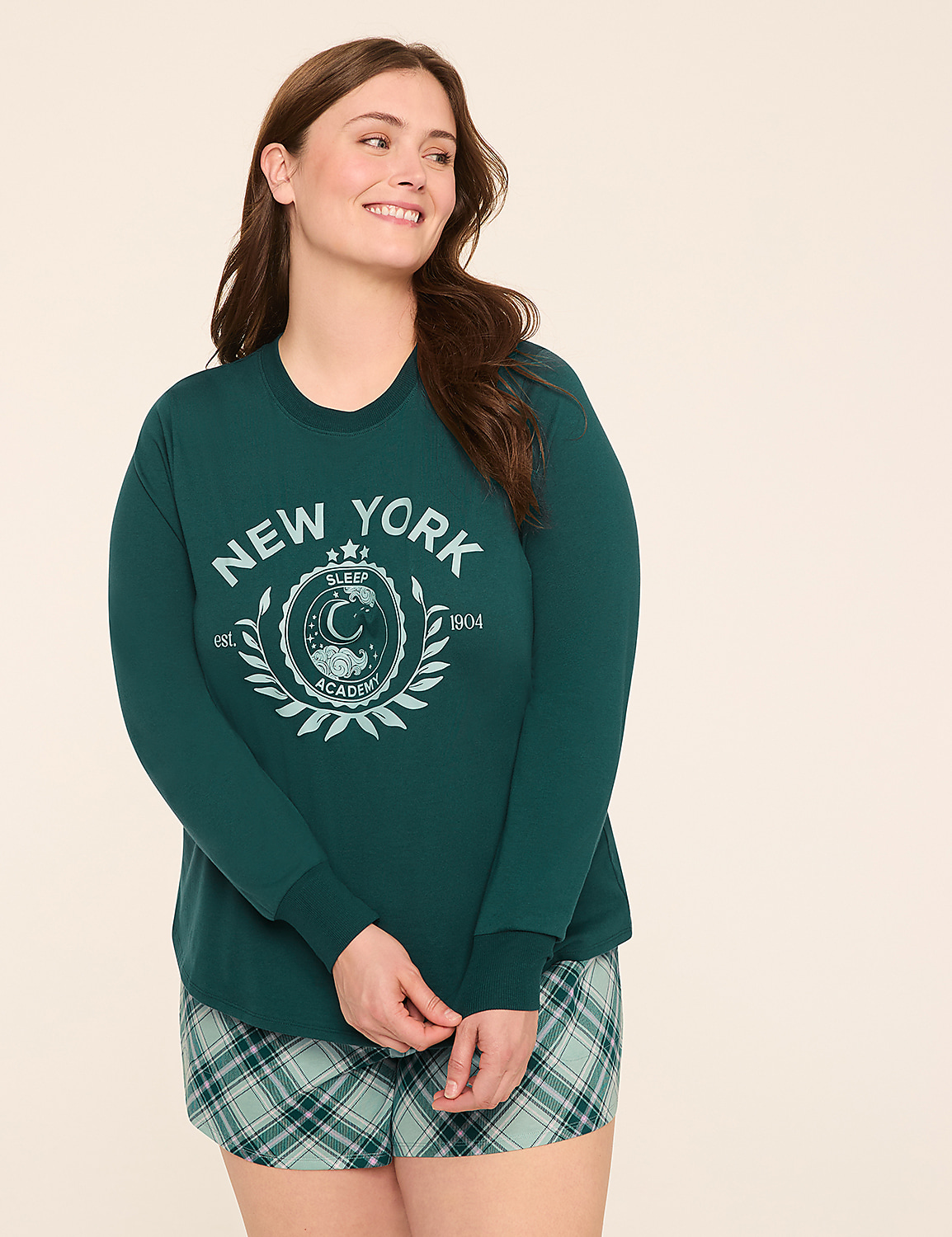 Comfy Cotton Long-Sleeve Tee & Short PJ Set Product Image 1