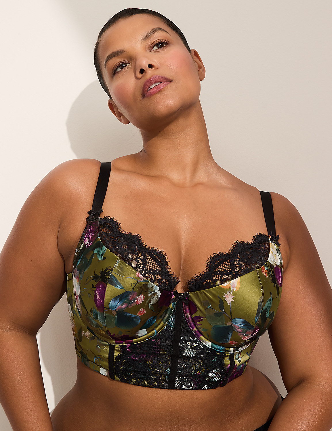 Stretch Satin French Balconette Longline Bra Product Image 1
