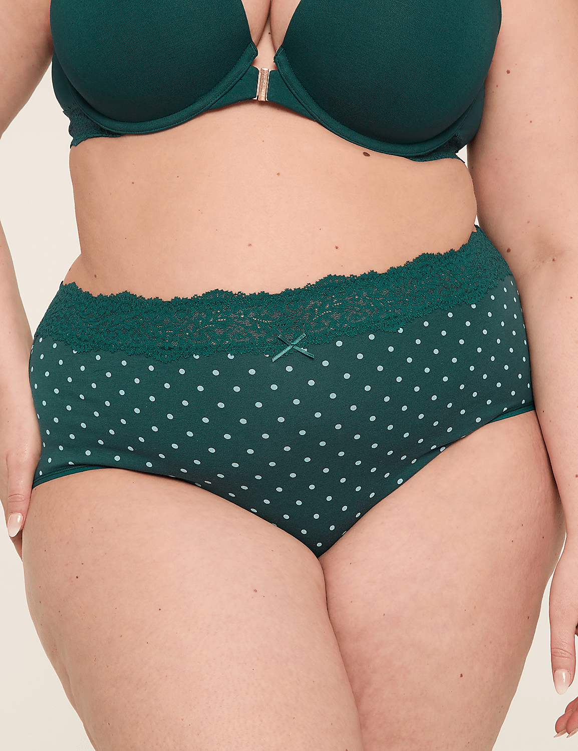 Cotton High-Leg Brief Panty With Lace Waist Product Image 1