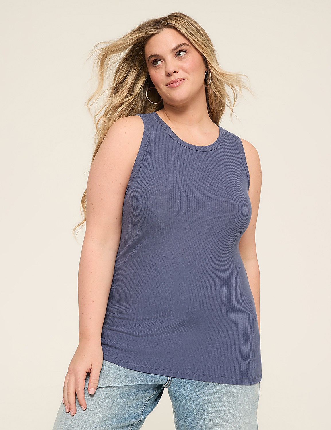 High-Neck Rib Tank Product Image 1