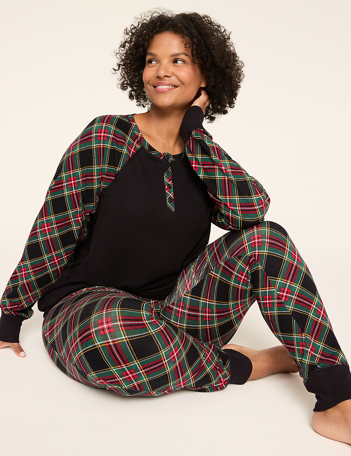 Comfy Cotton Tunic Henley & Legging PJ Set Product Image 1