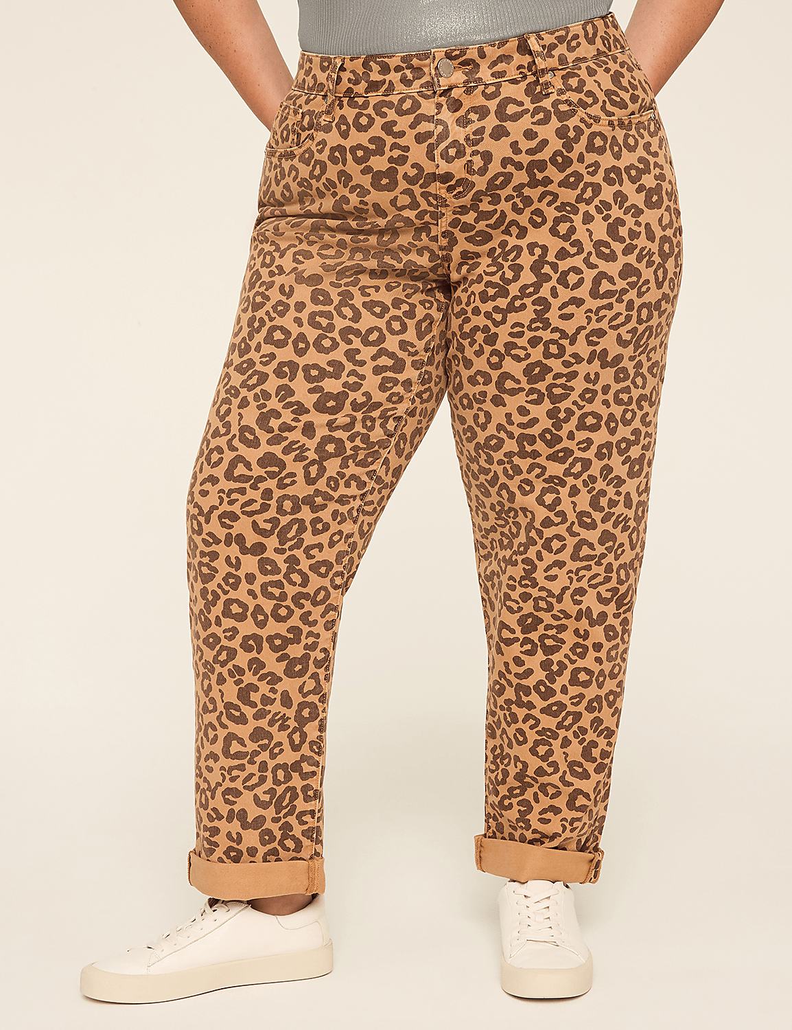 Boyfriend Fit Printed Leopard Jean Product Image 1