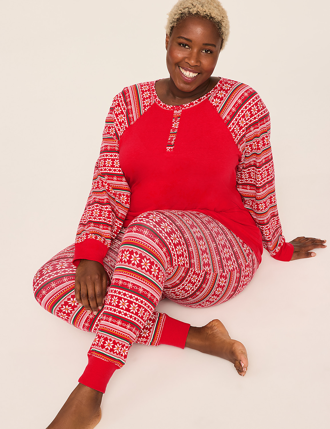 Comfy Cotton Tunic Henley & Legging PJ Set Product Image 1