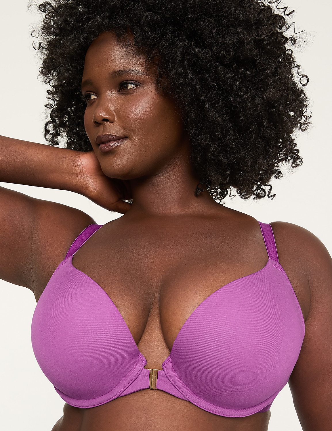 Front-Close Cotton Boost Plunge Bra Product Image 1
