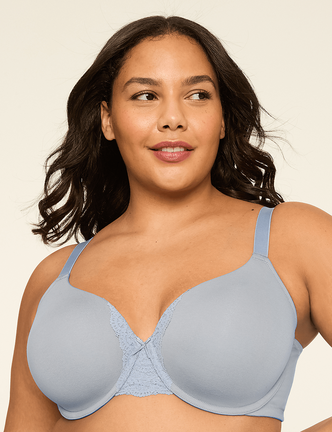 Cotton Lightly Lined T-Shirt Bra With Lace Product Image 1