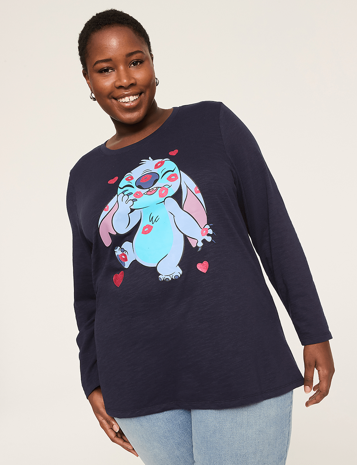 Glitter Stitch Long-Sleeve Graphic Tee Product Image 1