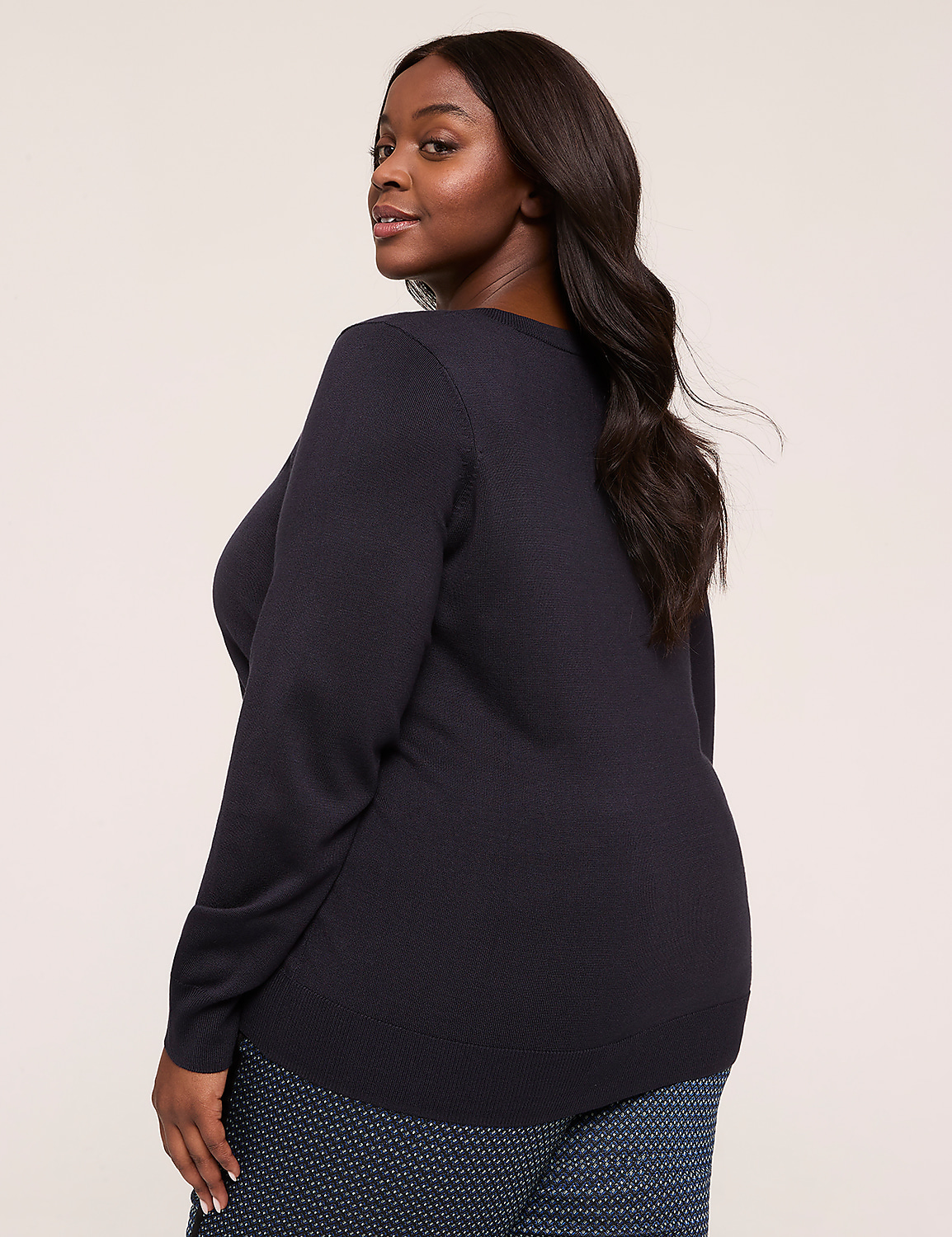Crew-Neck Button-Front Cardigan Product Image 2