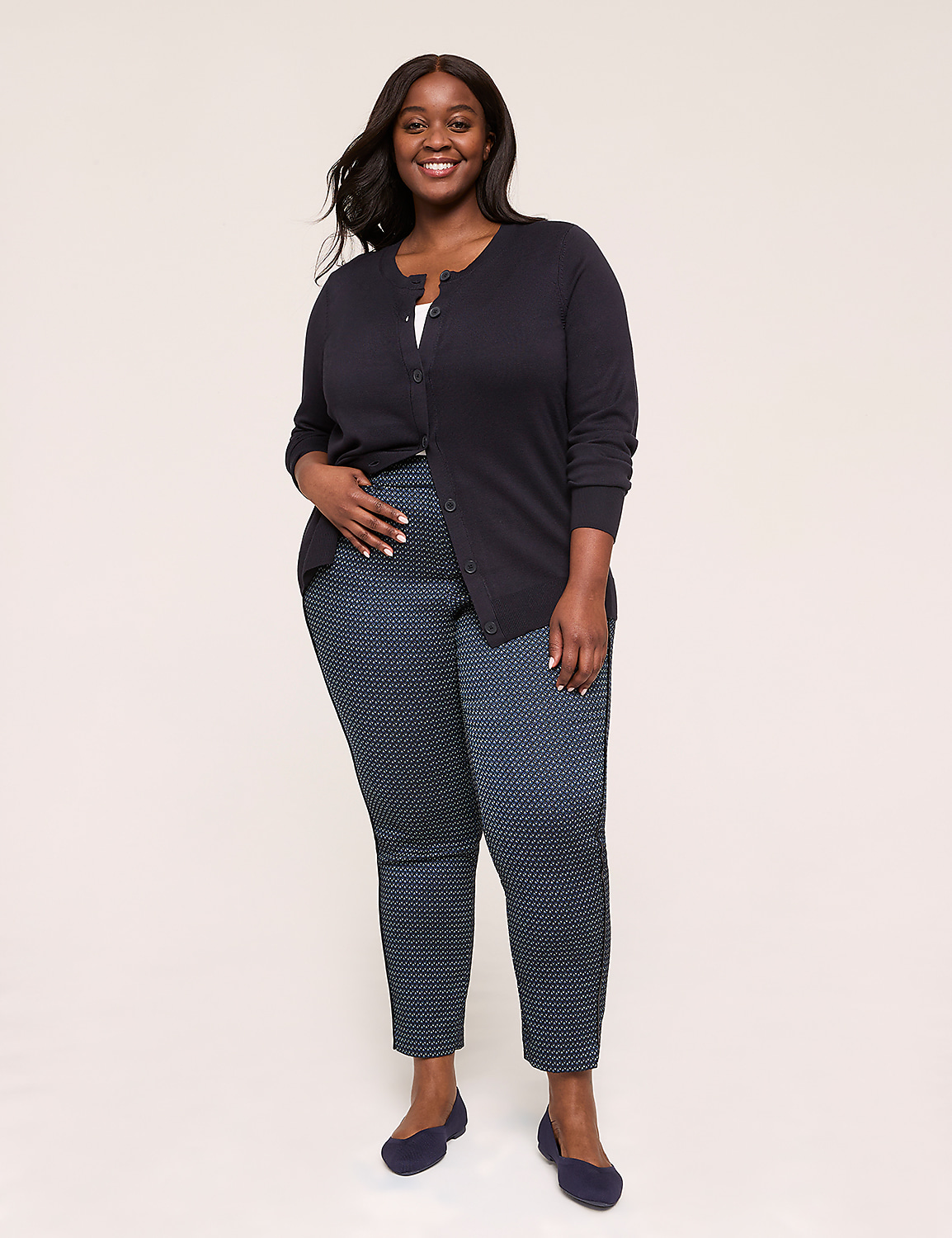 Crew-Neck Button-Front Cardigan Product Image 3
