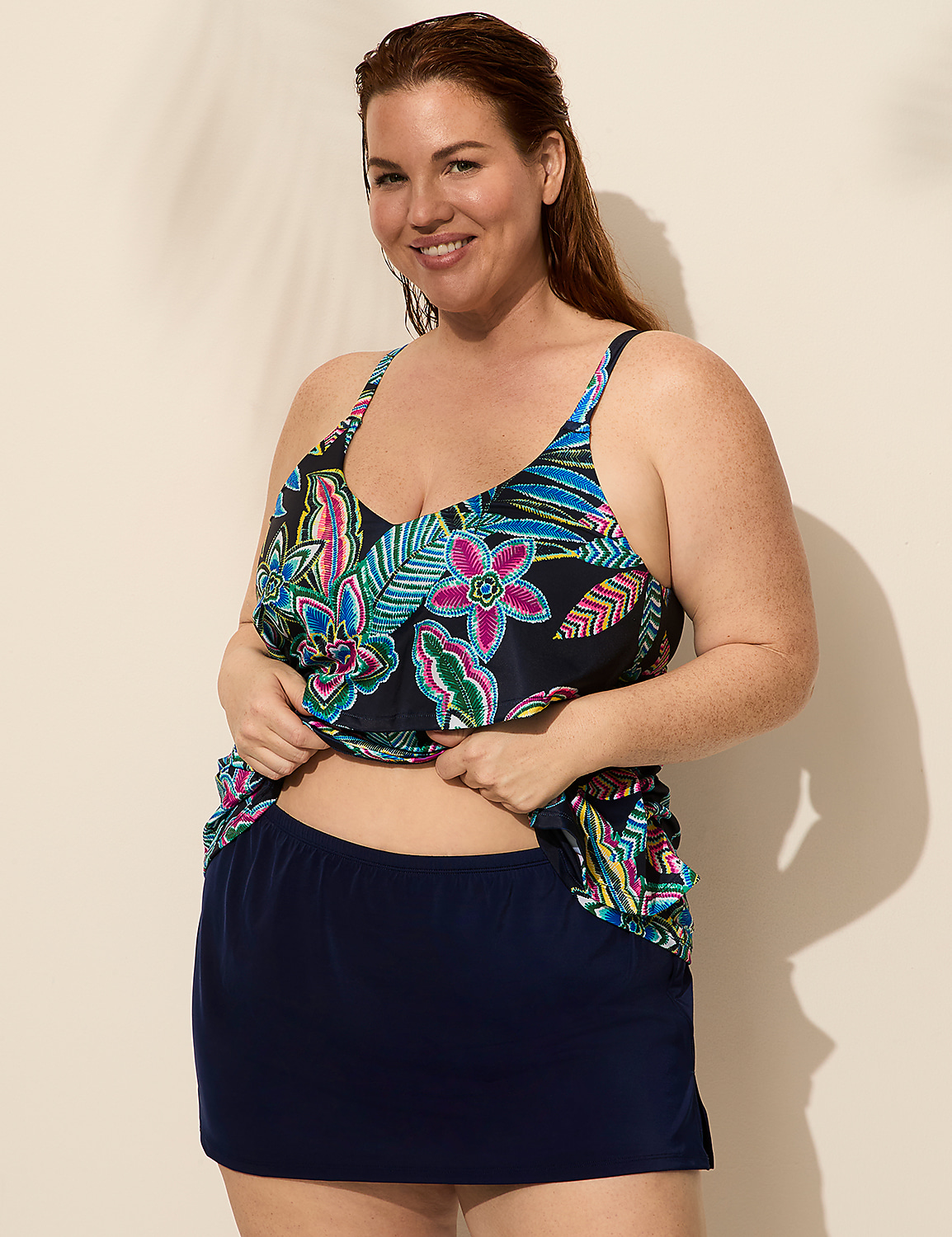 Plus Size | NW Three Tier Flounce Tankini 11453 | LaneBryant