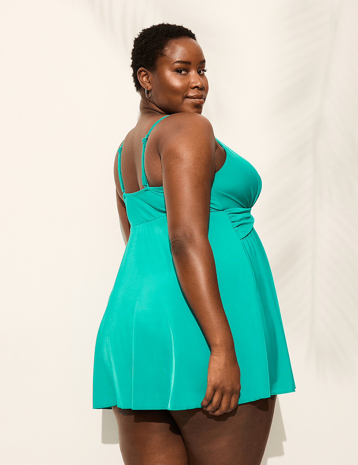 aqua green swim dress Aqua Mist Sandbar Rib Sienna Swim Dress: Tummy Control One-Piece