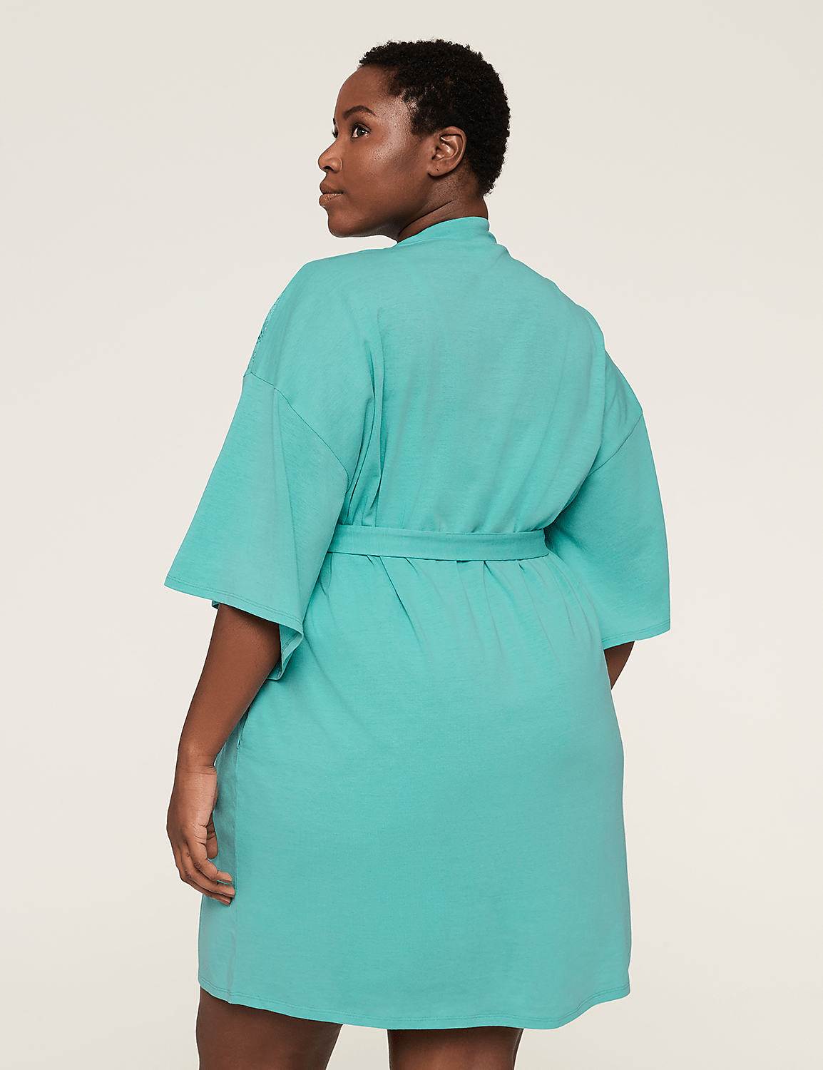 Comfy Cotton Lace-Trim Robe | LaneBryant