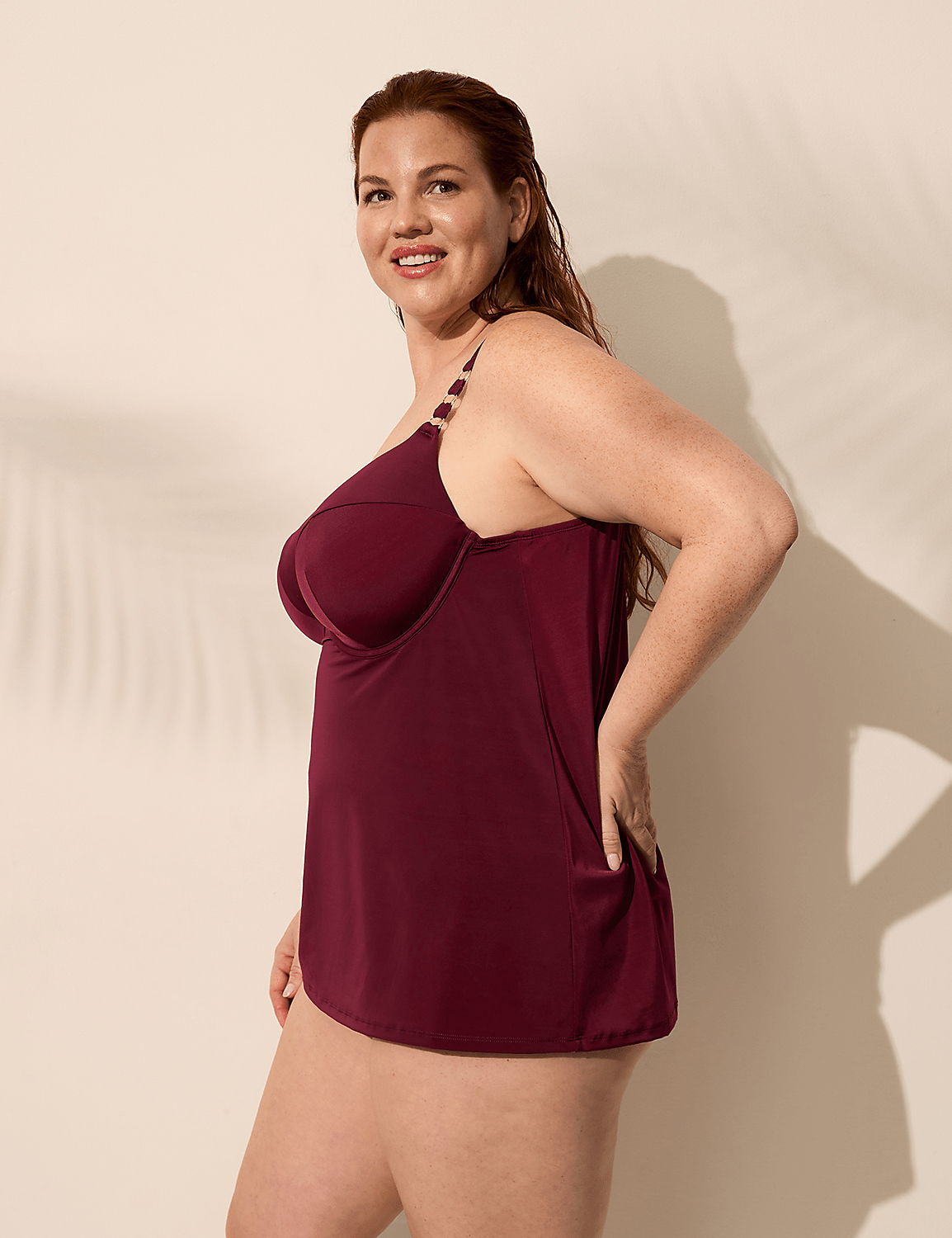 Underwire Balconette Chain-Detail Tankini Top Product Image 3