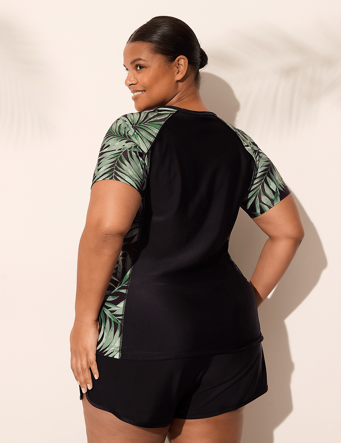 Quarter Zip Short-Sleeve Swim Rash Guard | LaneBryant