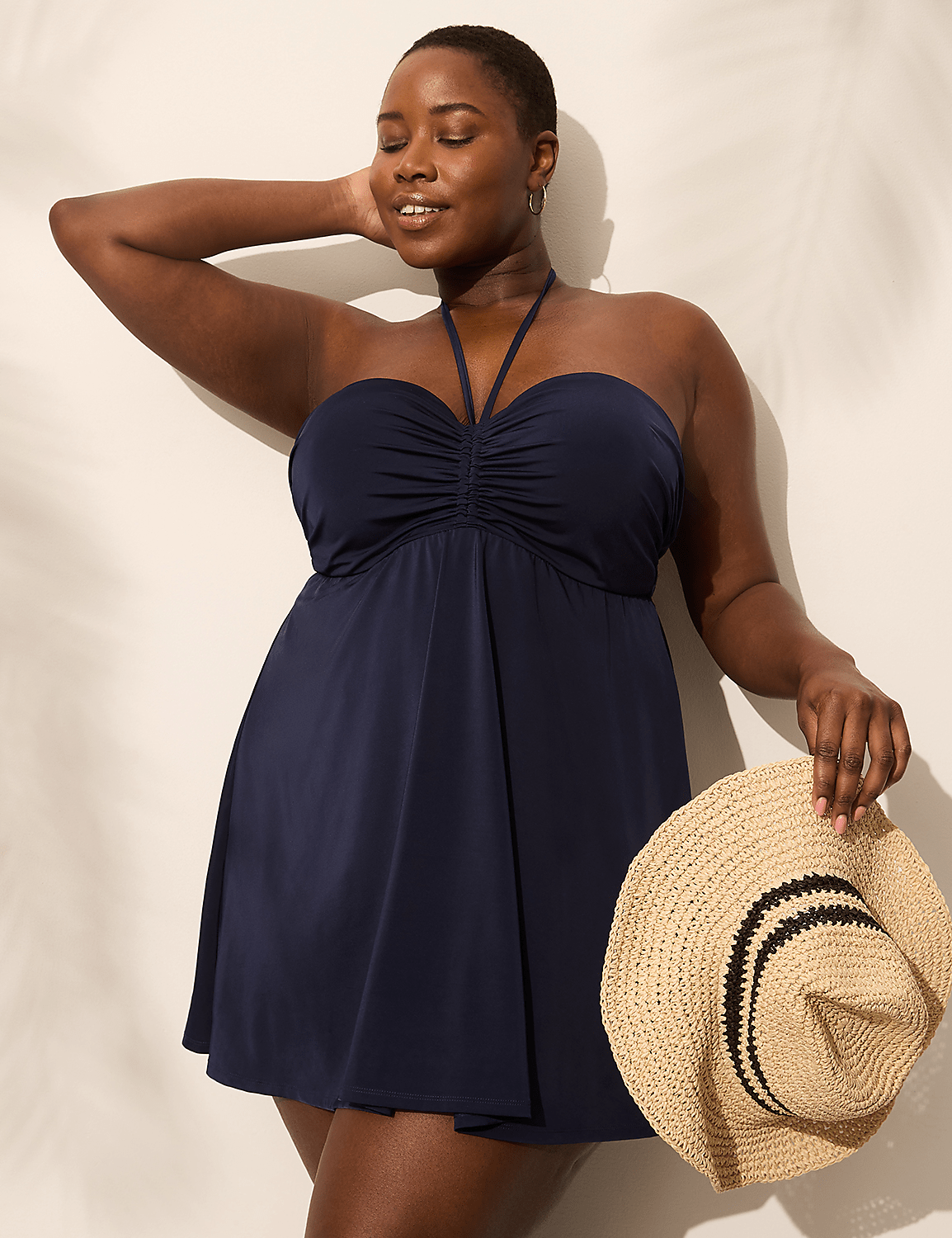 Underwire Versatile-Strap Halter-Neck Swim Dress Product Image 3