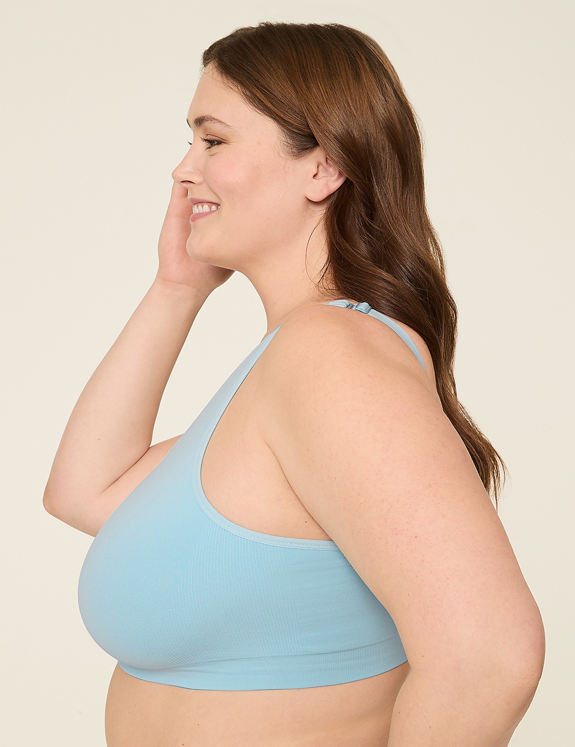 Seamless V-Neck Lace-Trim Bralette Product Image 3