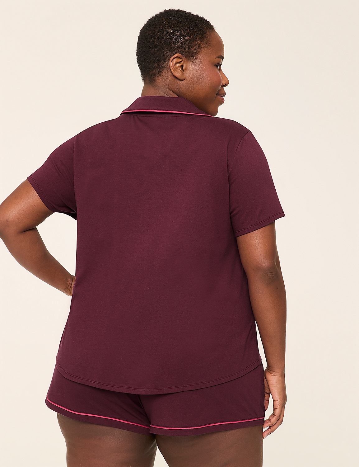 Comfy Cotton Notch-Neck Top & Short PJ Set Product Image 2