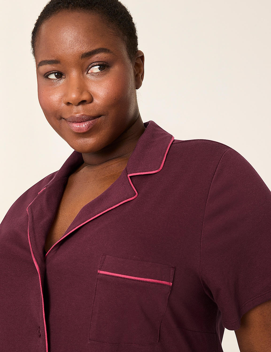 Comfy Cotton Notch-Neck Top & Short PJ Set Product Image 4