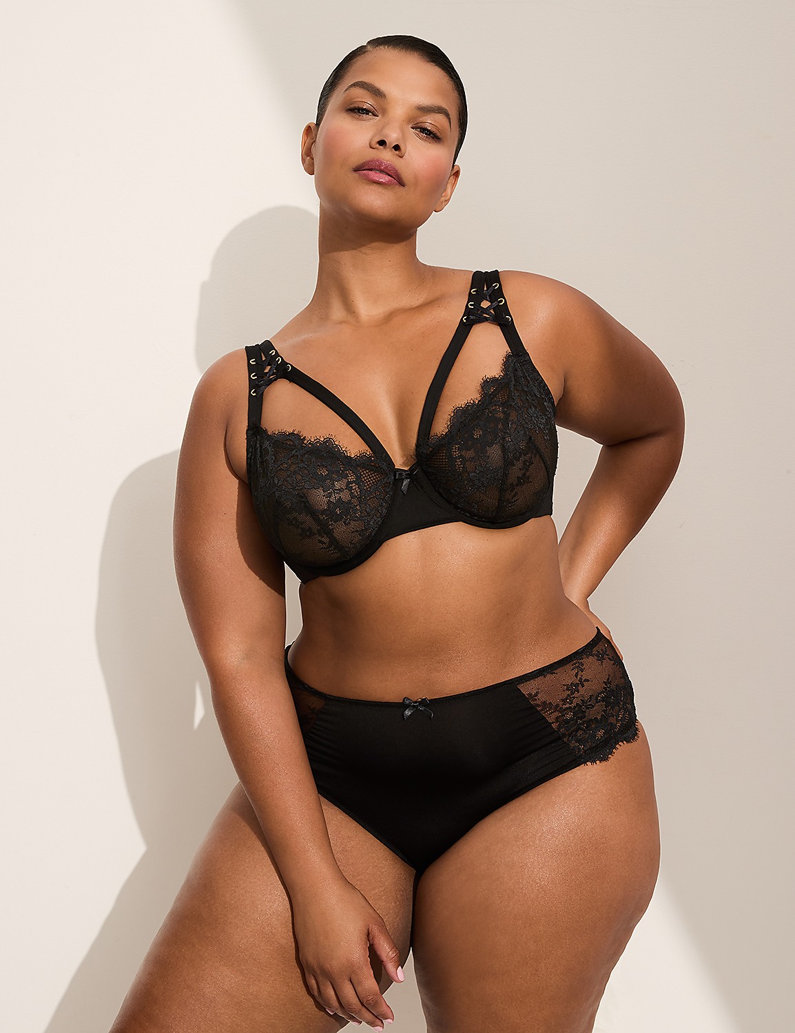 Unlined Lace-Up Strap Balconette Bra Product Image 4